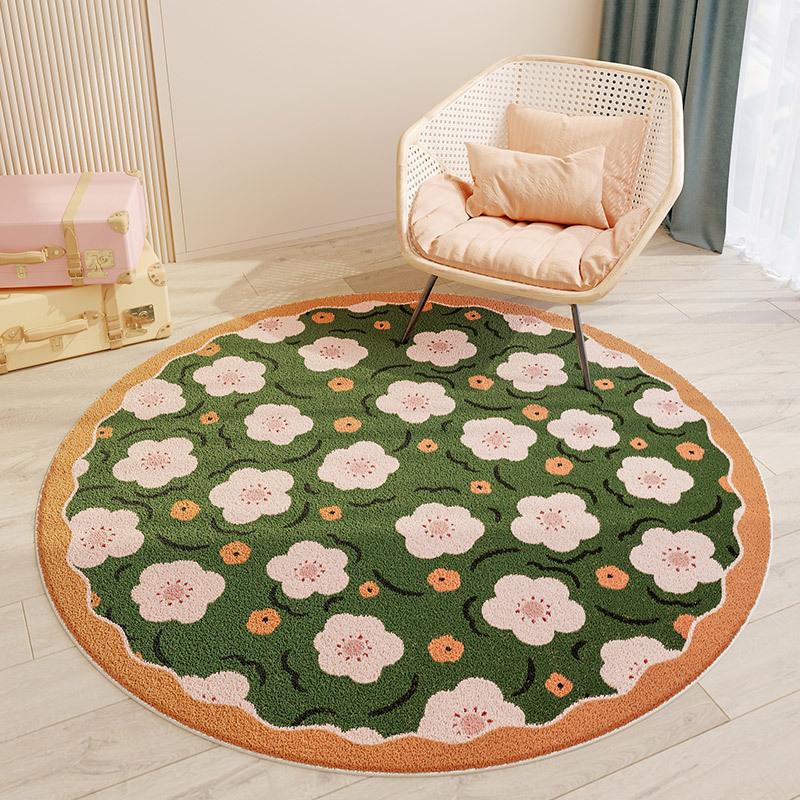 

Цветочный круглый ковер для гостиной, журнальный столик, коврик для рабочего стола, вращающийся стул, коврик для спальни, прикроватный ковер 160 * 160cm