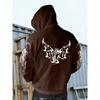 Autumn Winter Trendy Men's Vintage Streetwear Hooded Sweatshirt with Gothic Design, Featuring Demon Wings and Thorns Print on the Back