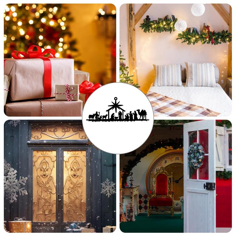 Christmas Nativity Scene Garden Wall Decoration Nativity Sets For Christmas Indoor Decor Rustic Metal Nativity Decoration