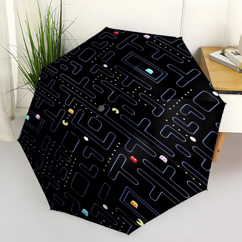

Pac-ManMaze Themed Automatic Opening and Closing Umbrella, Compact Travel Umbrella, Lightweight and Portable, Suitable for Beach Commuting B