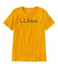 LL Bean Pima Cotton Crew Neck Graphic US Size Bright 1000227139 Women's Tee, Fit, Regular, L, Mango/Bean Chelt, Yellow,