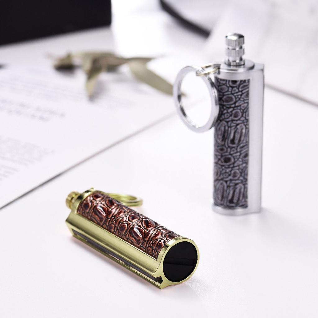 Outdoor Portable Lighter Bottle Keychain With Containing Cotton Core