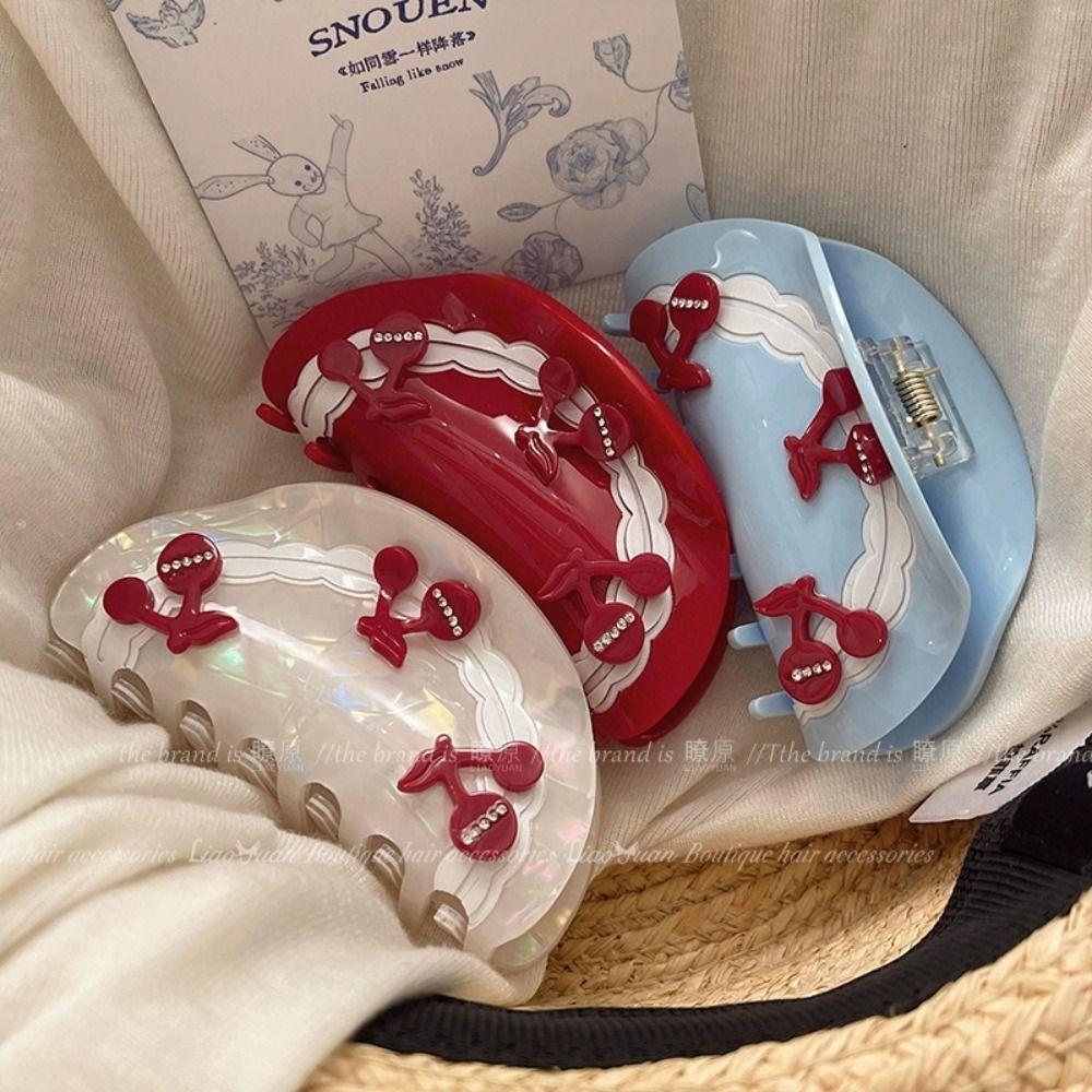 Acetate Acetic Acid Hair Claw Elegant Geometry Hair Crab Clip Temperament Cherry Shark Clip  Women