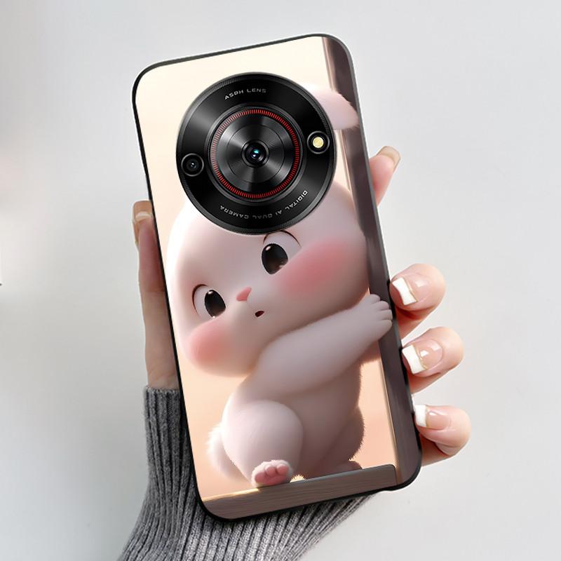 Cute Cartoon Case For ZTE Blade A75 5G/Nubia Focus 5G/Nubia Calf 5G Printing Shell Protective Cover Soft Silicone Black Casing