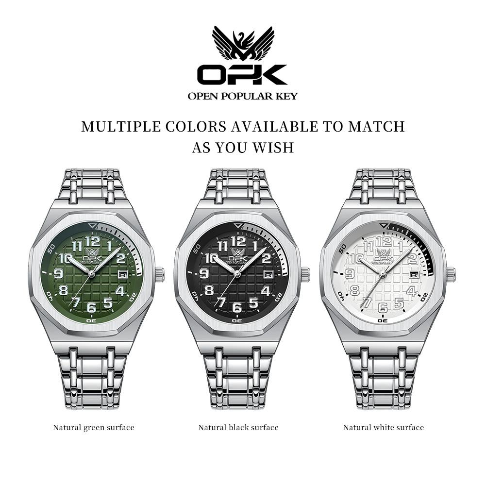 OPK 8158 Original Classic Men's Wristwatches Calendar Waterproof Stainless Steel Luminous New Quartz Watch for Man