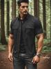 Men's Short-Sleeve Outdoor Multi-Pocket Breathable Shirt