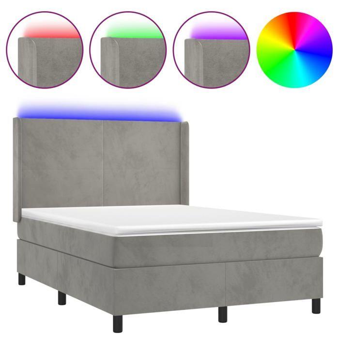 VidaXL Sommier à Lattes de Lit avec Matelas et LED, Lit Rembourré, Lit Double, Lit Adulte de Chambre à Coucher Intérieur, 3139445