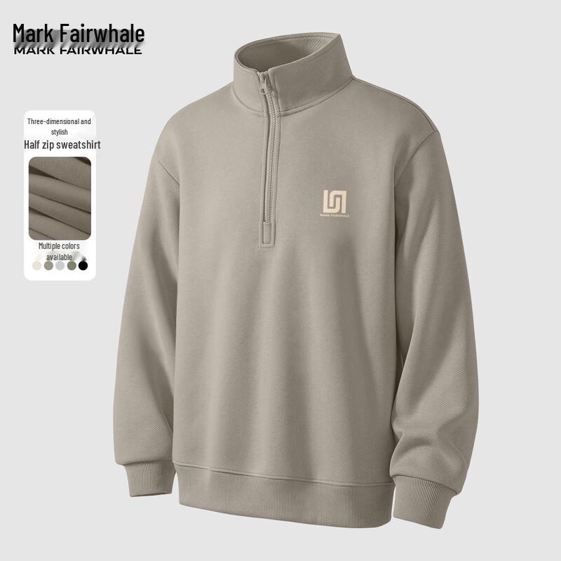 Mark Fairwhale Herren Stehkragen Halb-Zip Sweatshirt