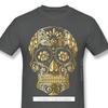 2023 New Men's 100% Cotton Hip Hop Fashion Leisure Fun Gold Skull Print Pattern High Quality Comfortable Street Fitness