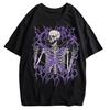 Summer Goth Angel Skull Graphic Washed Cotton T‑shirt Plus Size Men Female Korean Short Sleeve Harajuku Streetwear Tops