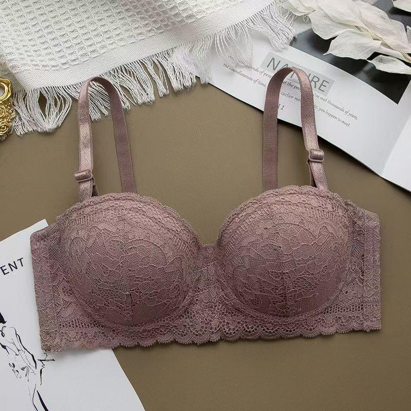 Lace Push-Up Strapless Bra with Detachable Straps 34/75A темно-серого