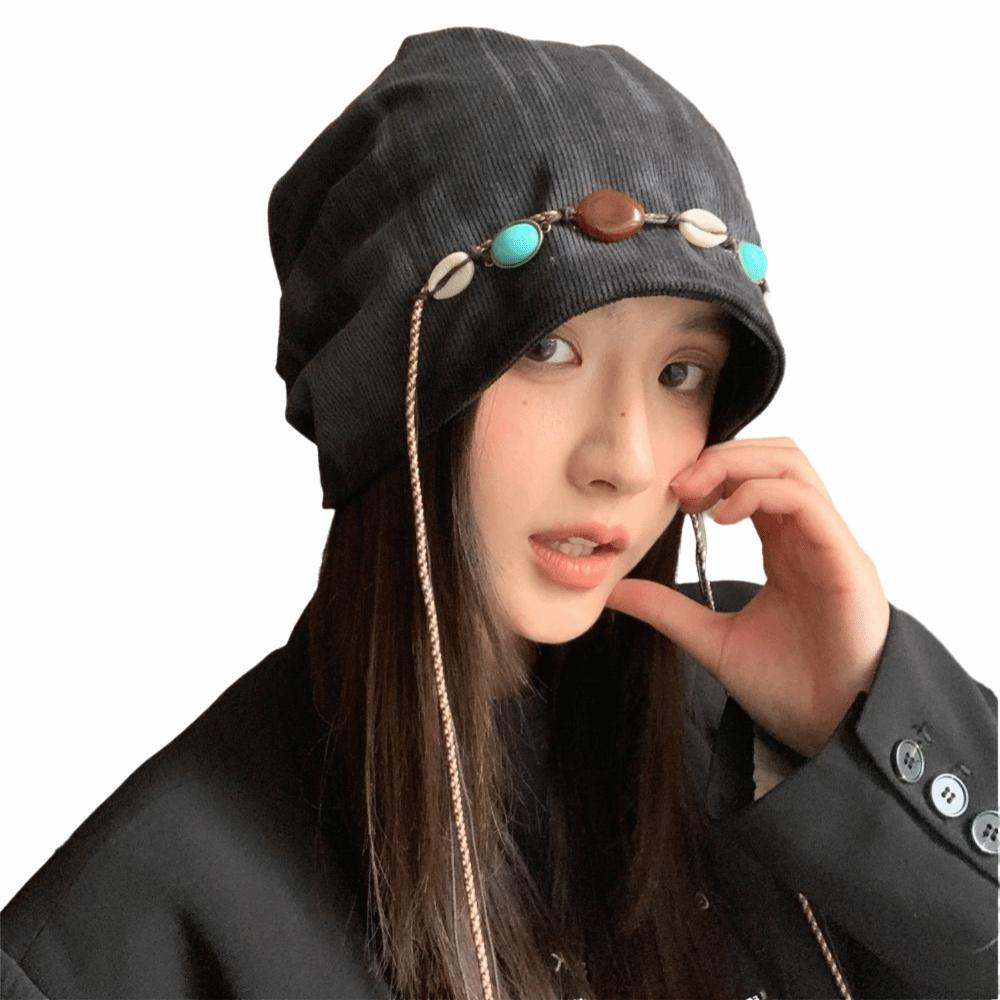 Large Head Circumference Stacked Hat Bohemian Style Beanies Cap Baggy Cap  for Autumn and Winter