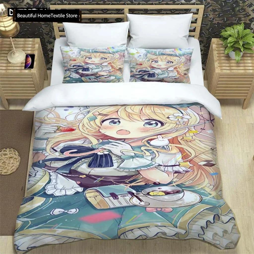 Cartoon Beautiful Girl Digital Printing Polyester Bedding Set Girl Bedding Set Teenager Bedding Set Gift Bed Cotton