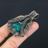 Natural Blue Baltic Amber Gemstone Handmade Copper Wire Wrap Pendant 2.24" F3E26
