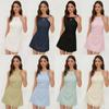 Women's Sleeveless Round Neck Backless Bowknot Mini Dress Casual A Line Party Short Dress