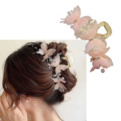 Acrylic Butterfly Hair Clip for Female Mesh Jaw Clip Casual Wear Headpiece Elegant Wedding Hair Grip Sweet Hair Ornament