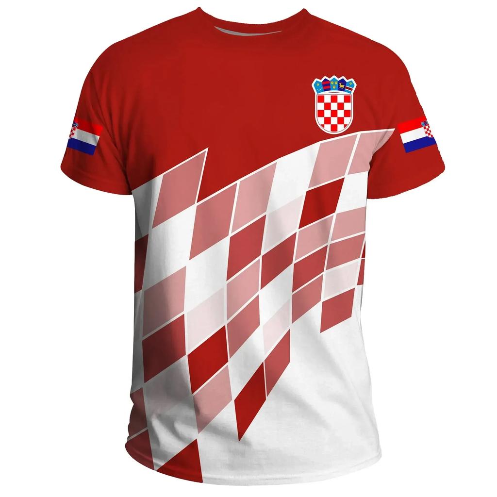 Croatian Flag Printed T-shirt Men's Crewneck Comfortable Summer Oversized 6XL Graphic Tees Men T Shirts High Quality Clothes