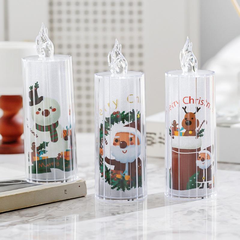 Christmas DecorationsTransparent Crystal Simulation Electronic Candles Festive Decorations Desktop Ornaments Night Lights