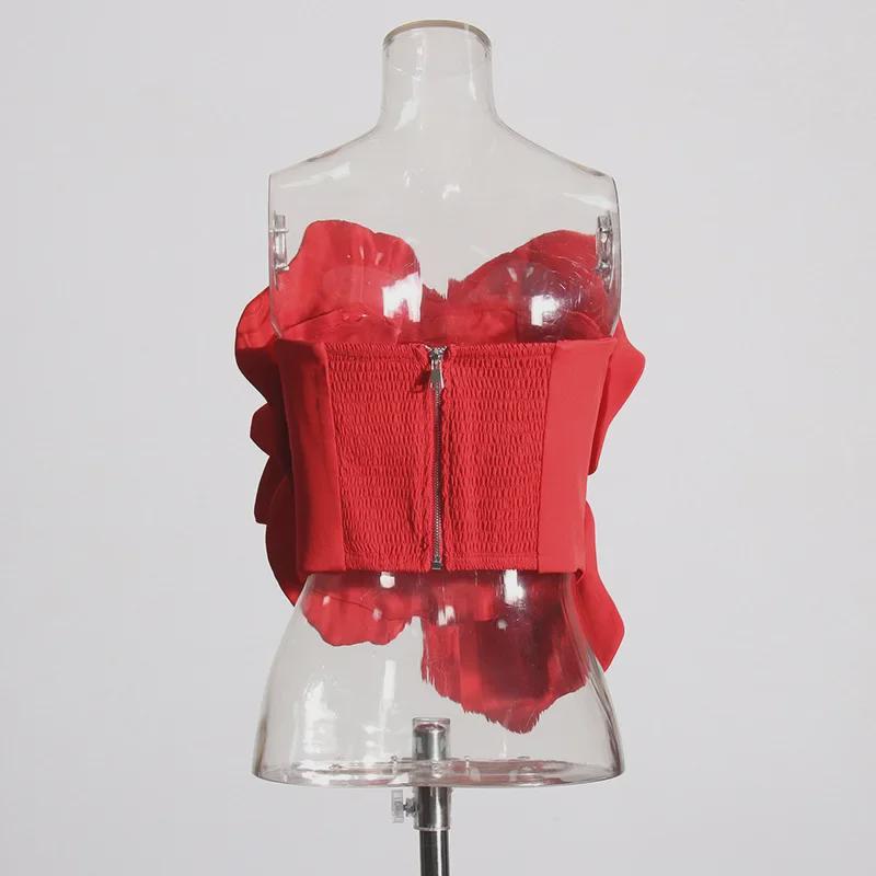 2025 Women's Floral Tube Top Vest - Three-Dimensional Design, Summer Fashion