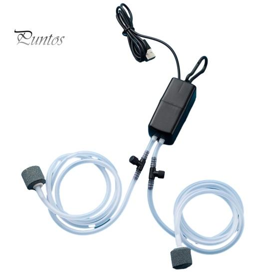 1 Set Oxygen Pump Dual Tube Design Mini Aquarium Air Pump Kit Ultra-Quiet USB Charging Pump for Fish