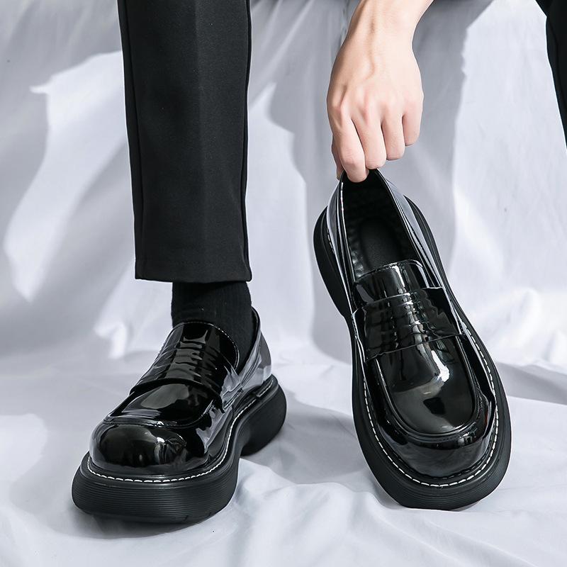 Men's Spring/Autumn 2025 Chunky Thick Sole Leather Loafers - Formal Big Head Style