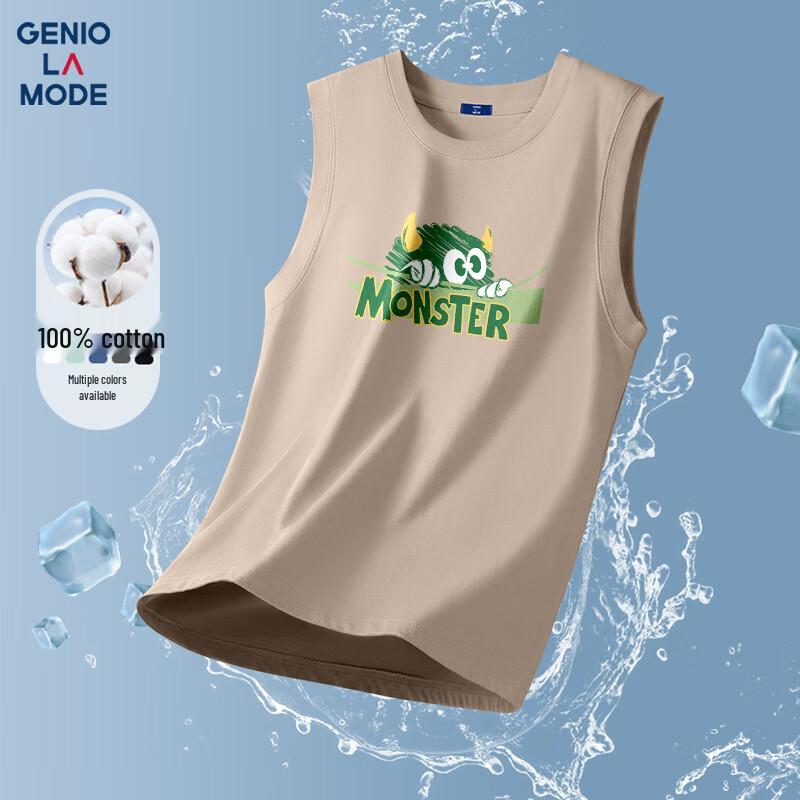 Мужской повседневный хлопковый жилет с принтом GENIOLAMODE XL