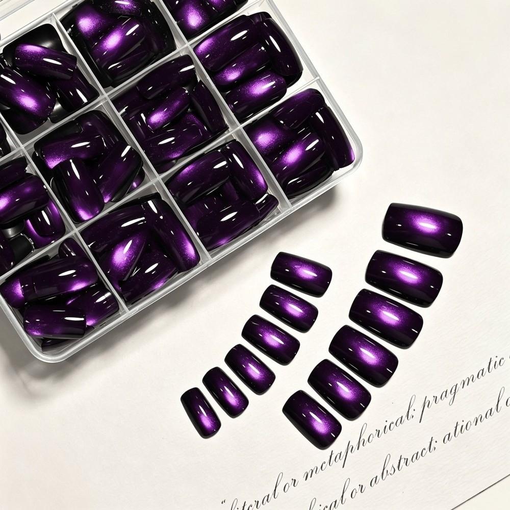144Pcs Medium Short Square Press On Nails Medium Oval Fake Fingertips for Holiday Party