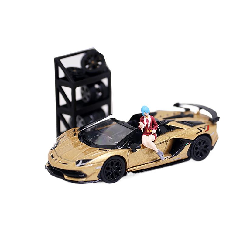 1/64 Scale Model Garage Tire Rack Dioramas Diecast Alloy Car Scene Layout Accessories Miniature Collection