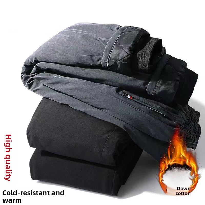Down-filled Cotton Trousers for Men Autumn/winter Sports Trousers Loose-fitting, Plus-size Casual Trousers Warm Trousers Straight-leg Long Trousers