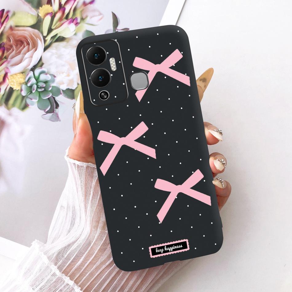 For Infinix Hot 12 Play 12i Cute Flower Butterfly Cat Painted Case For Infinix Hot12i 12Play Black Silicone Soft Phone Cases