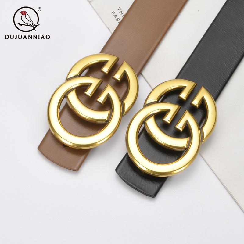 Letter Retro Belt First Layer Cowhide Casual Pure Cowhide Belt Women'S Genuine Leather Jeans Women'S Belt