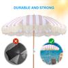 Striped Patio Umbrella with Fringe Outdoor Sunshade Umbrella with Tilt Pole for Balcony Terrace Swimming Pool Beach Garden