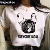 French Bulldog Top Tees Summer Top Femme White T Shirt Kawaii 2021 Top Tees Streetwear Harajuku