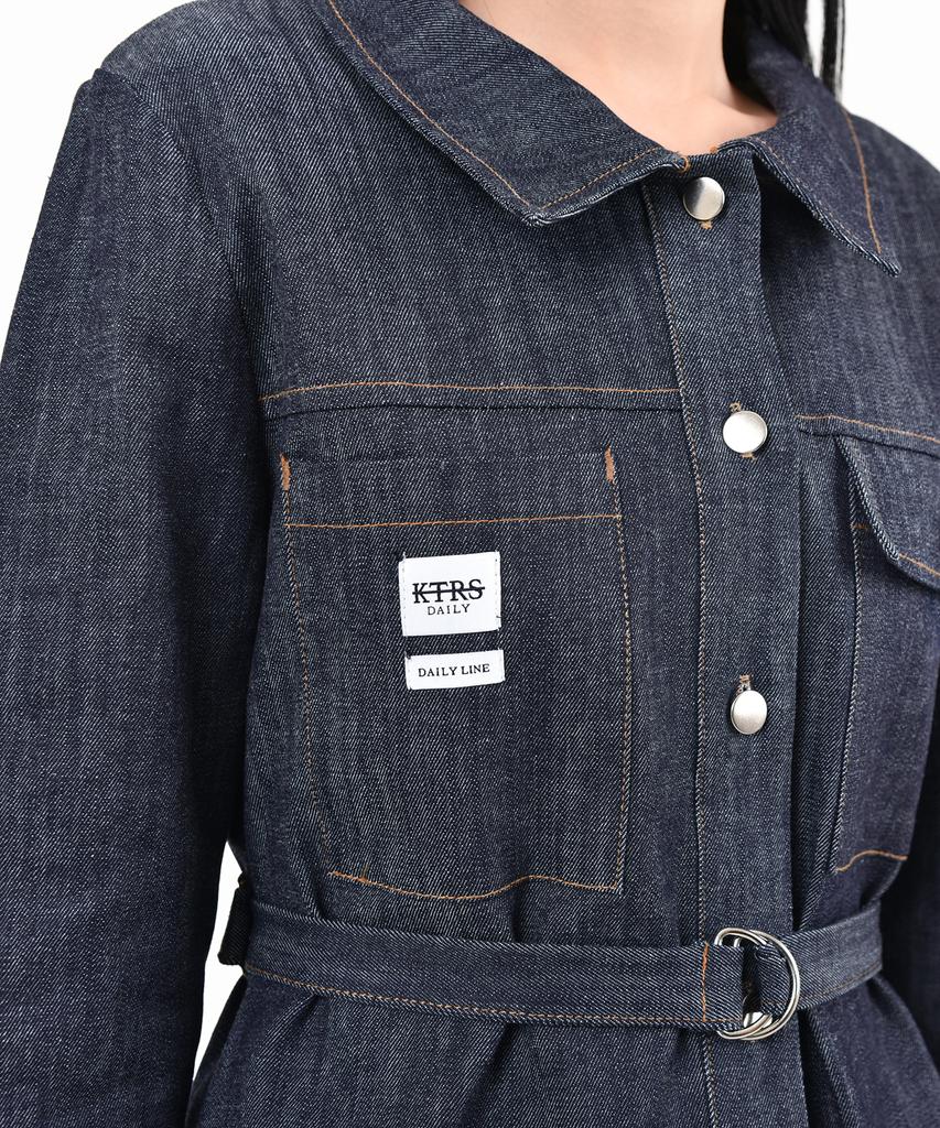 KATHARSIS Daily Denim Mini Dress Long Sleeve Dark Blue S M