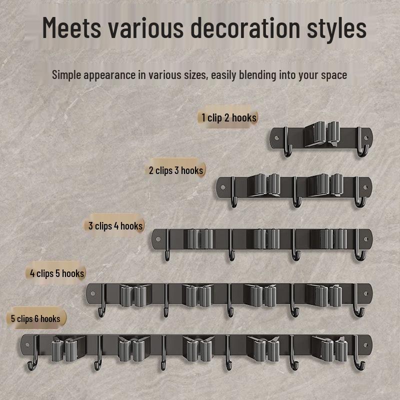 Stainless Steel No-Drill Mop & Broom Wall Mount Hanger
