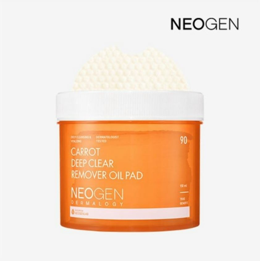 Neogen Carrot Deep Clear Remover Oil Pad 60ea — Deep Makeup Removal & Clear Skin Pads (60 Pads) 01EA