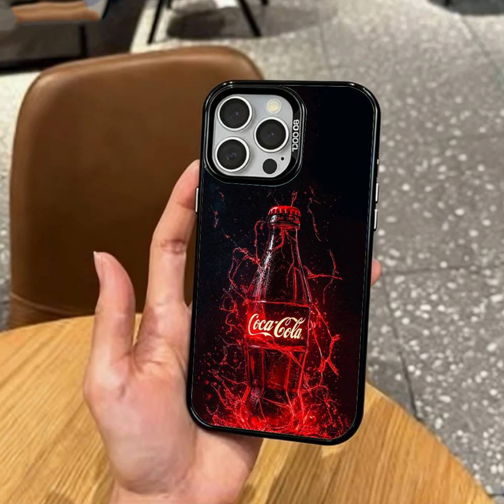 Hot C-Coca D-Drinks C-Cola Phone Case For iPhone17,16,15,14,13,12,11 Plus,Pro Max Colored Silver Plated Inside Cover