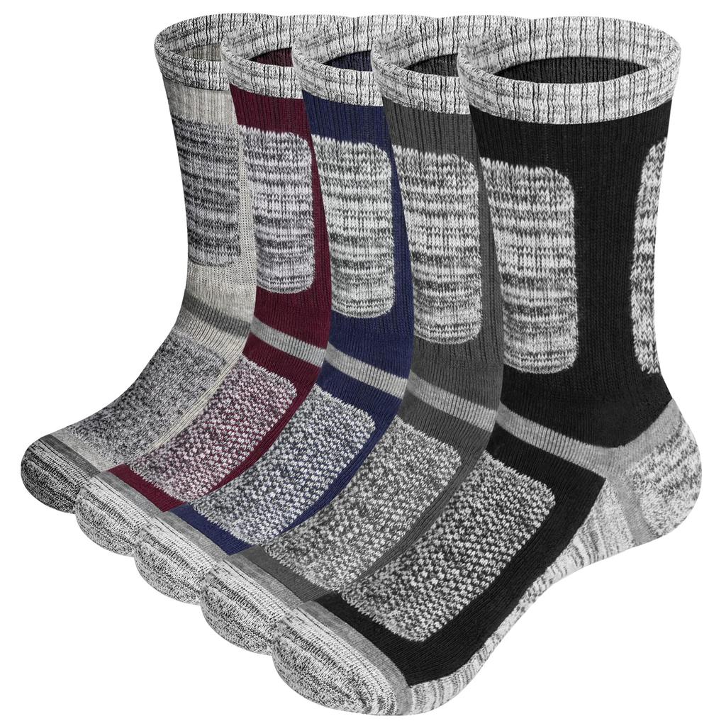 YUEDGE Thick Winter Warm Work Premium Cushioned Crew for and Sizes Set Men's Socks, Breathable, Sweat-Wicking, Odor-Resistant, Cotton, Length, Hiking,
