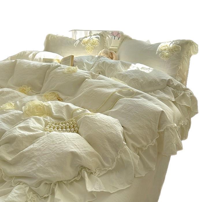 2026 French Romantic Lace 3D Embroidery Washed Four-Piece Set