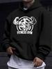 American Western Style Unisex Autumn Winter Print Hooded Long Sleeve Sweatshirt, Weightlifting Fitness Humanoid Print Hoodie, Hardcore Muscle Silhouet
