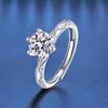 Moissanit Damen Verlobungsring 1 Karat in S925 Silber mit Seilstruktur, Nicht verblassend, Echte D Farbe.