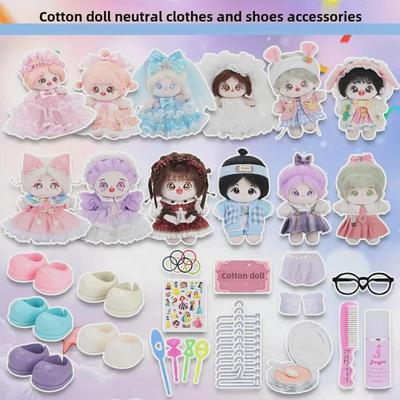 20cm Genuine Cotton Girl Doll with Cute Dress, Skirt, and Shoes
