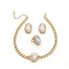Trend Special-shaped Pearl Set, Retro Luxury Fashion Temperament Necklace, Stud Earrings, Ring Set.