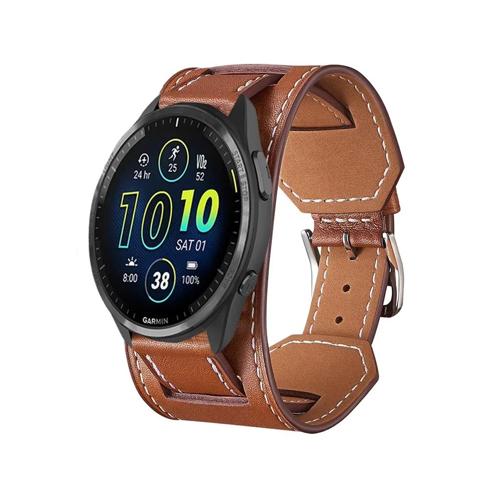 20mm 22mm Leather Strap for Garmin Forerunner 265 255 965 955 55 245 165 745 Bracelet Band Garmin Vivoactive 5 4/Vivomove Trend
