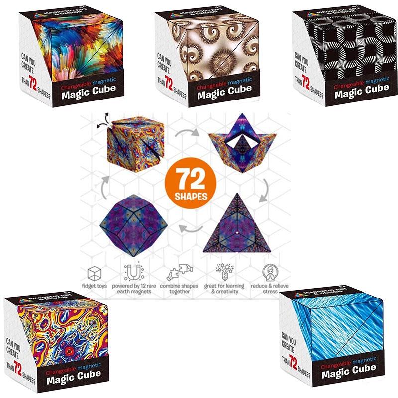 Children's 3d Magnetic Geometric Cube Puzzle Toy Transformable And Interactive