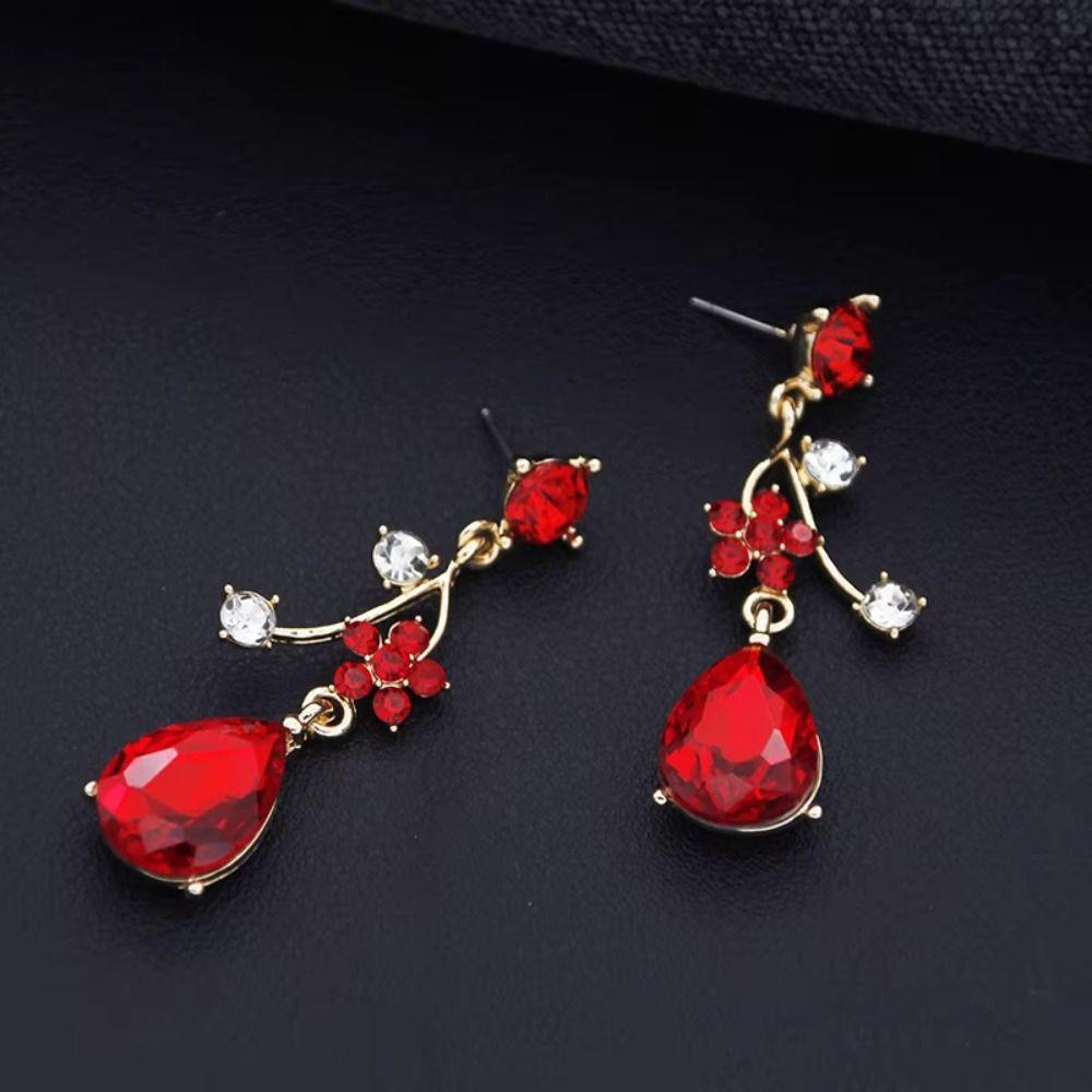 Rhinestone Exquisite Jewelry Sets Golden Choker Necklace Earring Set  Wedding Engagement