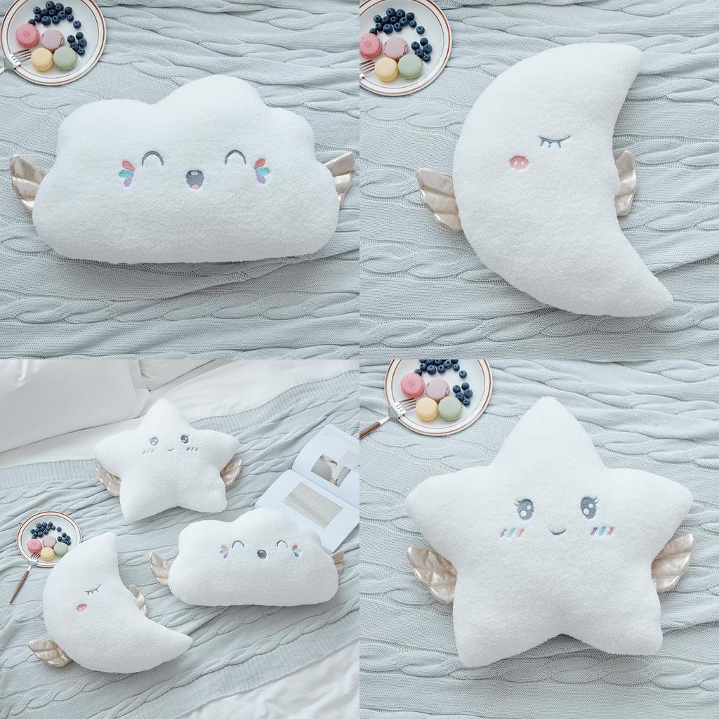 Star Moon Cloud Plush Toy With Wings Pp Cotton Filling For Cozy Sofa Cushion
