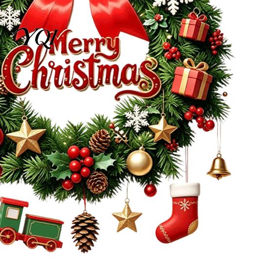 Holiday Seasonal Restroom Decor Christmas Wreath Toilet Decal, Merry Bow Seat Sticker, Easy Apply Tank Decals Waterproof Lid Decals, Self-Adhesive