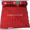 Aizza Trends Handmade Pure Cotton  Printed Kantha Quilt  - Traditional Look Bed Spread Kantha Gudri - Vintage Hand Stitch Gudri