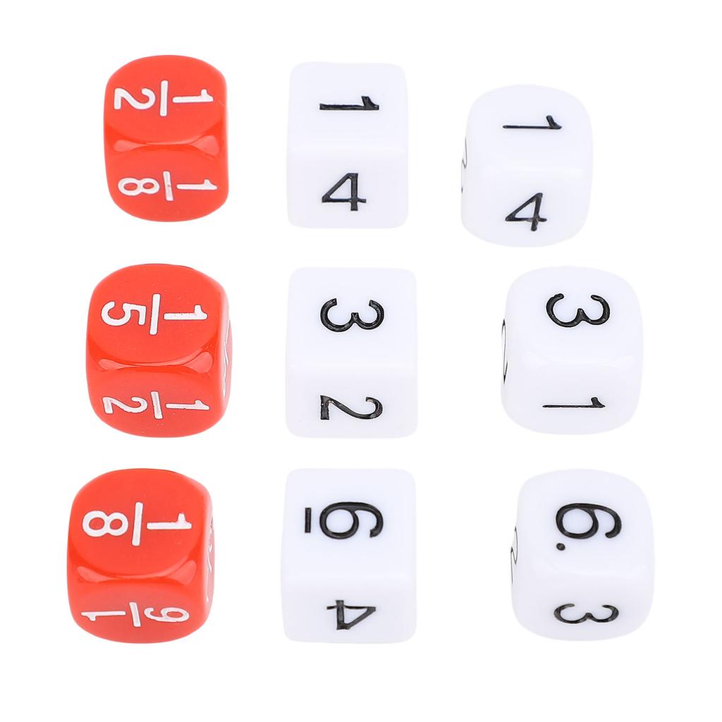 30PCS Dice Set White Red Color 6 Sided Standard Dices Educational 16mm Plastic Dice for for Board Games Parties Math Learning